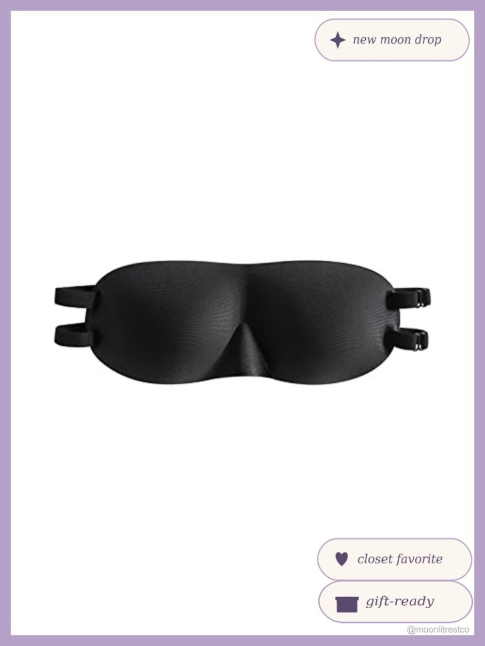Sleep Mask 2 Straps Silk Nylon Blend Molded Foam Convex Eye Cups Light Blocking